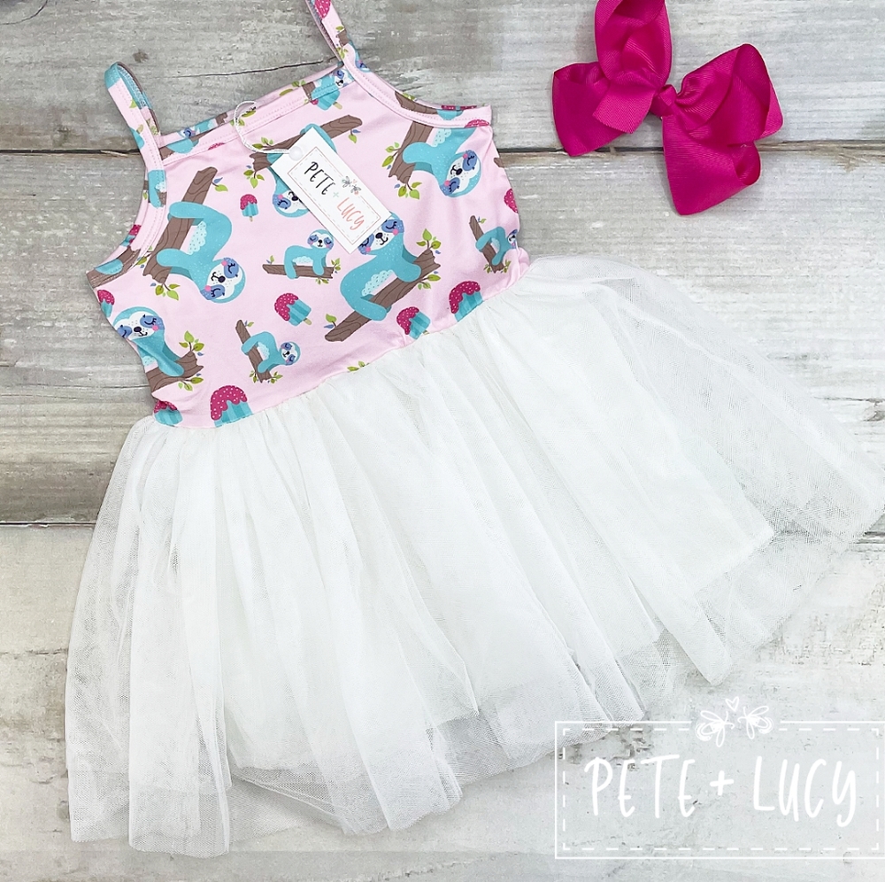 Summer Sloths Tulle Dress